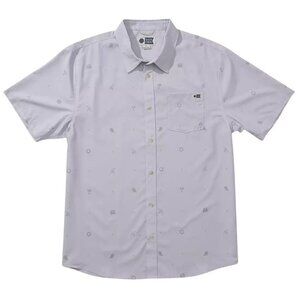 Salty Crew Men's Micro Vibes Short Sleeve Woven Shirt Light Grey Size XXL